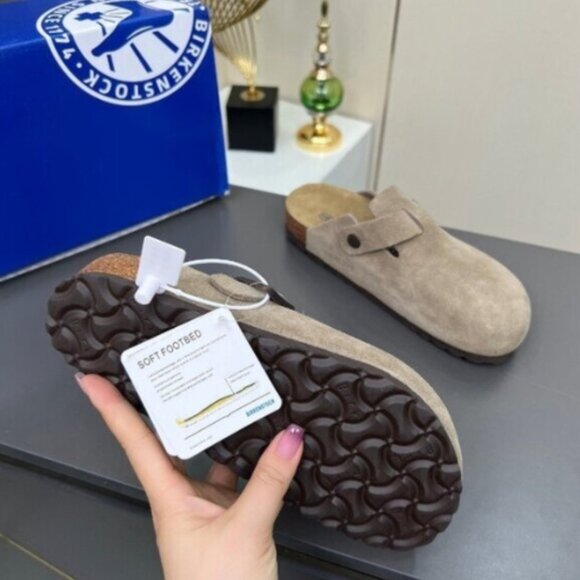 NWT Birkenstock Boston taupe suede mule clogs - Picture 7 of 8